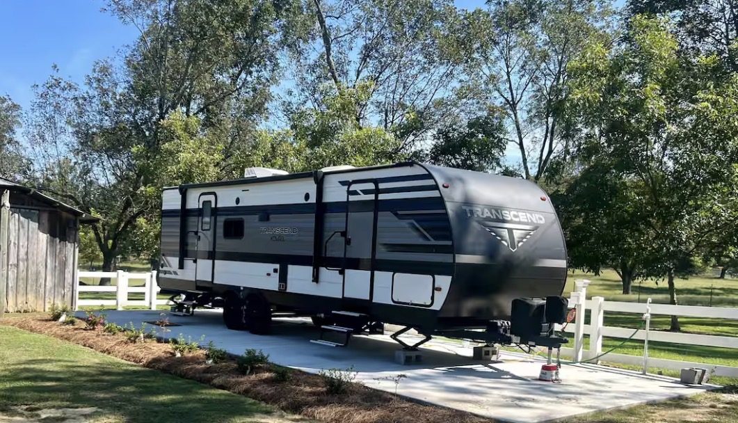 Camper in a pecan grove
